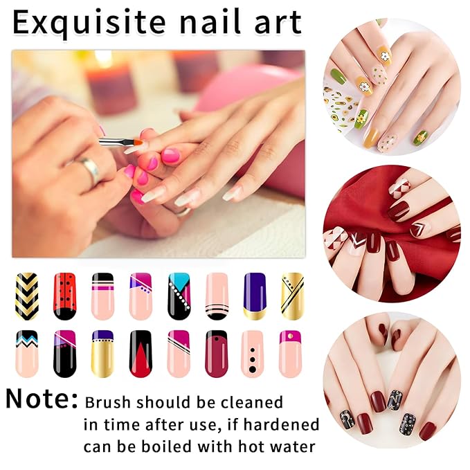 French Tip Tool,Nail Art Stamper Kit with Nail Art Brushes for DIY together,Home Manicure Starter Tool Salon(17 PCS)