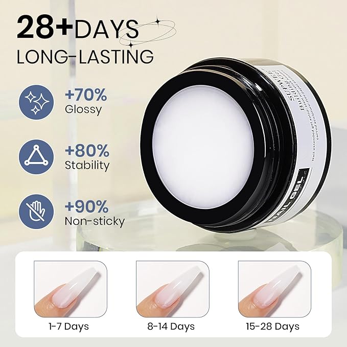 Solid Sculpture Builder Gel, 3D Nail Gel White Non-Stick Hand Nail Extension Gel for Carving Patterns Decoration Nail Art Emboss Hard Gel for Nails Mnicure DIY at Home 14g(0.49 oz)