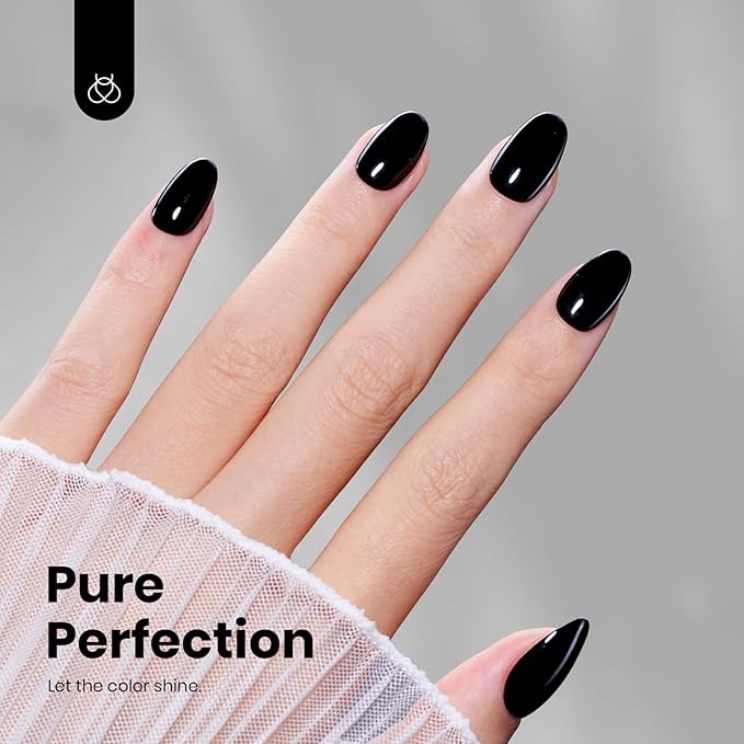 beetles Gel Polish Classic Black Gel Nail Polish - Gel Polish Hema Free Soak Off Uv LED Nail Lamp 8ml DIY Home Manicure Salon Gift for Women Silent Charm