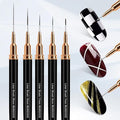 Nail Art Liner Brushes, 5Pcs Liner Brush For Nails, Painting Nail Art Brush Set Dotting Drawing Tool for Long Lines, Thin Details, UV Gel Polish Painting, Fine Drawing 7/9/11/15/25mm(Black)