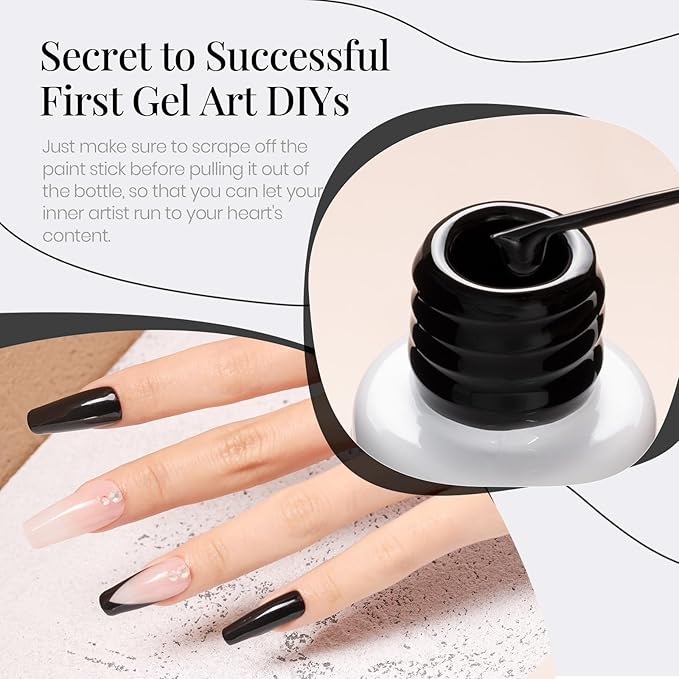 beetles Gel Polish Liner Gel Nail 7ml Classic Black Gel Polish Art Paint for Nails Built,Thin Line Nails Art Brush in Gel Pens UV LED Soak off Comic Nails Manicure DIY Gift for Women