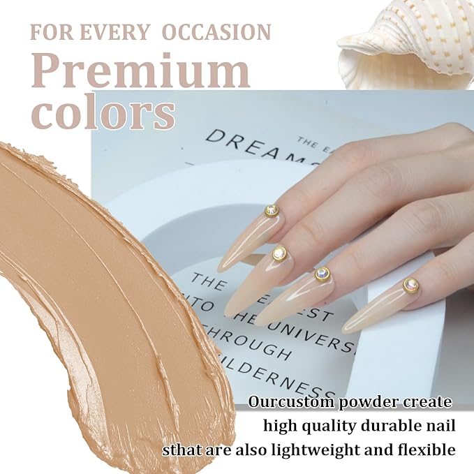 Dip Powder, Nude Color Dipping Powder French Nail Art Starter Manicure Salon DIY at Home, Odor-Free and Long-Lasting, No Needed Nail Lamp Curing, 1 Oz