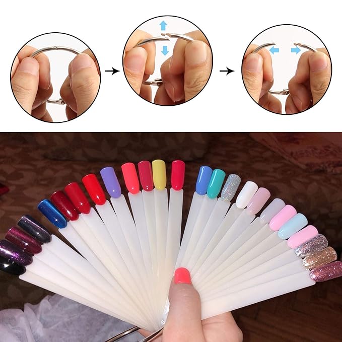 KINJOEK 3 Set Total 150 Tips Natural Nail Swatches Sticks, Nail Art Supplies Practice Display Sample Board for Polish Color Display and Home DIY, Natural