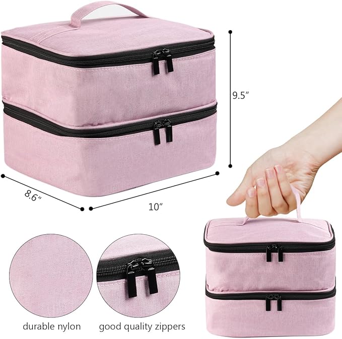 Nail Polish Organizer, Carrying Case Holds 30 Bottles (15ml - 0.5 fl.oz) and Nail Lamp Dryer, Professional Storage Organizer Holder, Manicure Kit Storage Bag