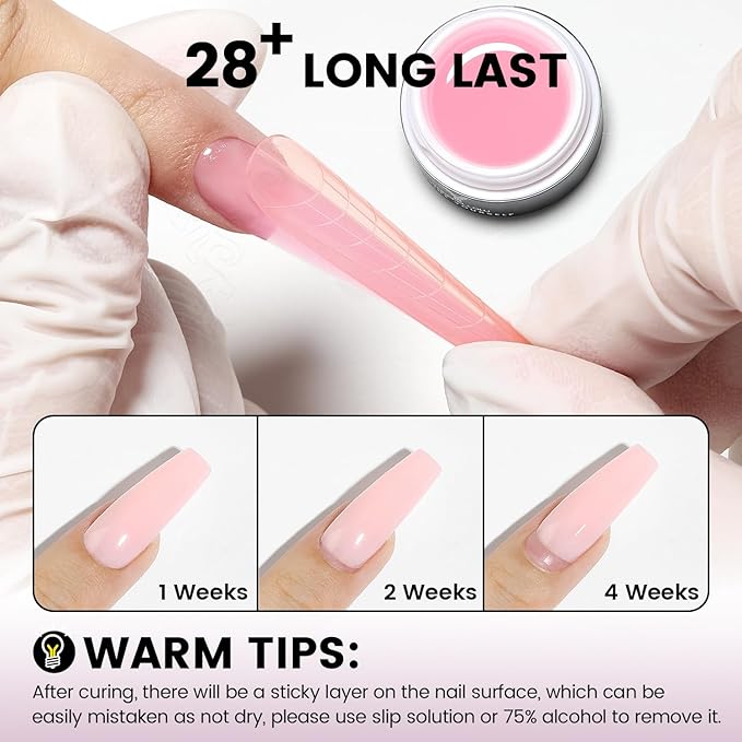 50g Builder Gel for Nails, Long-Lasting Soak-Off Nail Extension Gel for Beginners & DIY Home Salon Manicure(YMH14-Light Nude)