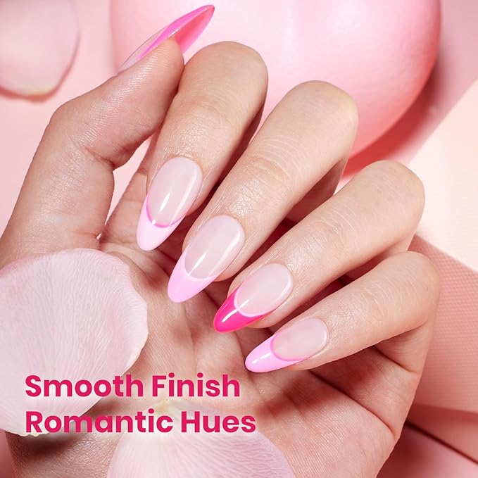 beetles Valentines Pink Gel Polish Set - Romance in Air Collection, 15Ml Bright Neon Light Hot Pink Spring Colors Soak Off Gel Polish Kit Nail Art Manicure Salon DIY at Home