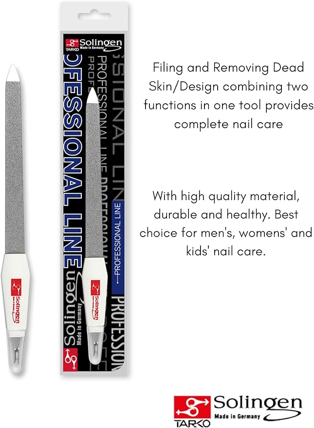 Solingen Sapphire Nail File & Cuticle Trimmer – Dual-Sided Professional Nail File for Fingernails & Toenails – Durable German Steel 2-in-1 Manicure Tool (Smal Size)