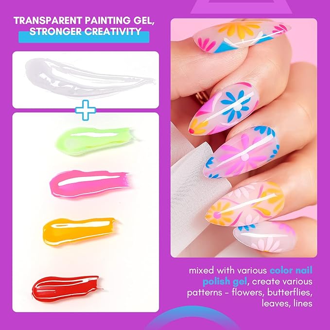 akartt Gel Nail Glue, 3 in 1 Gel Tips Nail Glue for Acrylic Nail Extension Adhesive Bond Bundle 3D Painting Gel Clear Nail Gel for Naills Art Chrome Nail Powder Sculpting Gel No Wipe UV Gel