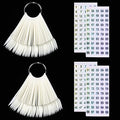 100 ps Nail Swatch Sticks with Number Stickers, Color Display Stiletto Tips, Fan-shaped Practice Sticks, Nail Art Display/Color Wheel (Natural)