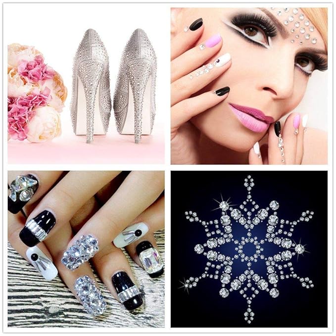 AD Beads 4300 Pieces Flat Back Nail Art Rhinestones Round Beads 6 Sizes (2-6.5mm) with Storage Organizer Box,Rhinestones Picking Pen for Nail Art Phone Decorations Crafts DIY (Peridot)