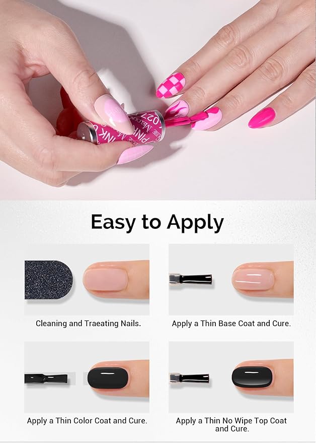 MelodySusie Thick Gel Polish Kit- 2 Pcs 15ml Neon Pink & Macaron Pink Colors Polish Set Gift for Women Nail Art Manicure Salon Diy at Home Christmas Gift-027+012