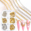Metal Nail Art Chains Decorations, Gold Silver Nail Art Line Accessories, Punk Luxury Pearl Gem Nail Art Glitter Design, 3D Nail Art Chain Supplies for Women Manicure Art, Resin Nail Art Tips Tools