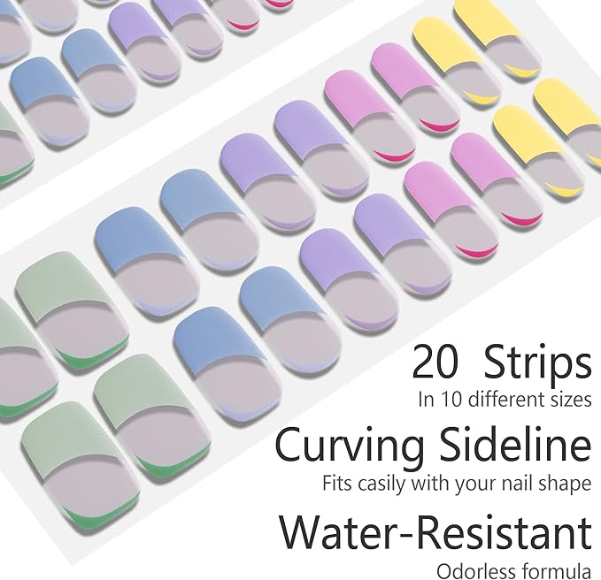 20pcs Semi Cured Gel Nail Strips Salon Quality DIY Wraps UV Light Required