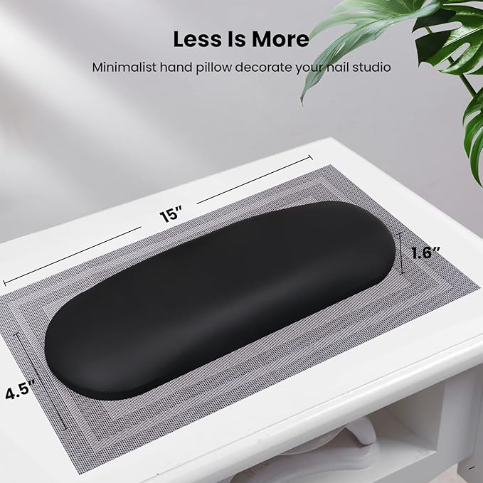 Nail Arm Rest Pillow and Mat Luxury Salon Manicure Armrest Cushion Nail Art Hand Holder Manicure Hand Rest Cushion Pad Tool for Nail Tech Manicurist (With Mat, Black)