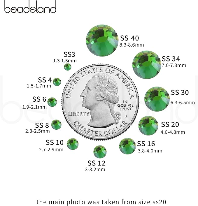 Beadsland 1440pcs Flat Back Crystal Rhinestones Round Gems for Nail Art and Craft Glue Fix, Aurora Green, SS20,4.6-4.8mm
