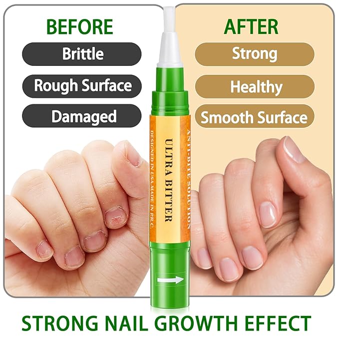 3 IN 1 Nail Biting Prevention Kit for Kids & Adults -3 Pack Includes Extra Strength+ Gentle Bitter Polish + Cuticle Oil. Fast Drying Formula Stops Nail Biting & Thumb Sucking