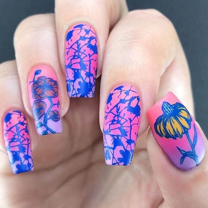 Whats Up Nails - B046 Petal to the Metal Stamping Plate for Nail Art Design