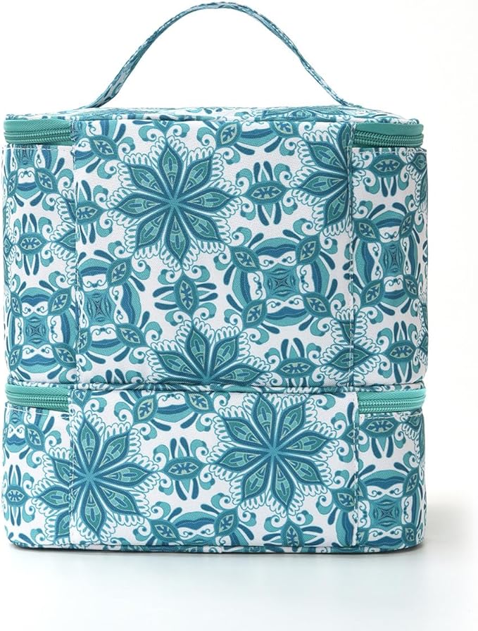 Nail Polish Organizer Aesthetic Nail Organizers and Storage, Bow Nail Supplies Kit Organizer Travel Carrying Case for Manicure Tools (Floral C, 2 Layer)
