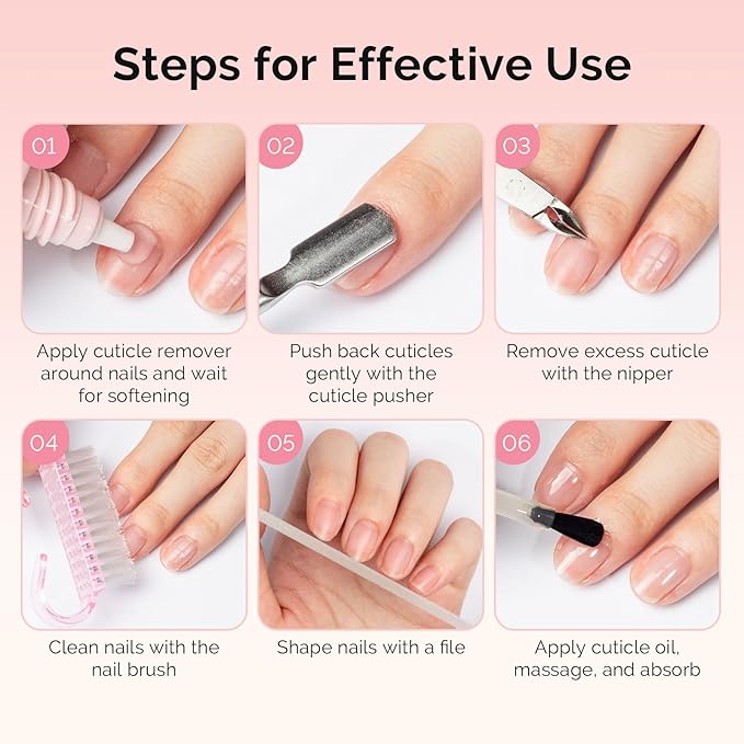 MelodySusie Cuticle Remover Kit,60g Cuticle Remover Cream 15ML Cuticle Oil,Cuticle Nipper Trimmer Pusher, Nail File and Brush for Cuticle Softener & Moisturize Manicure Kit for Nail Care