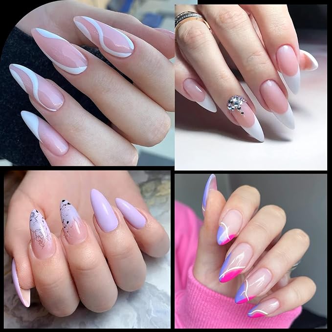krofaue Poly Extension Gel - 120pcs Dual Nail Forms with 12 Sizes Stiletto False Molds Lady Almond Style Full Cover Builder for Nails Acrylic Forms fit DIY at Home