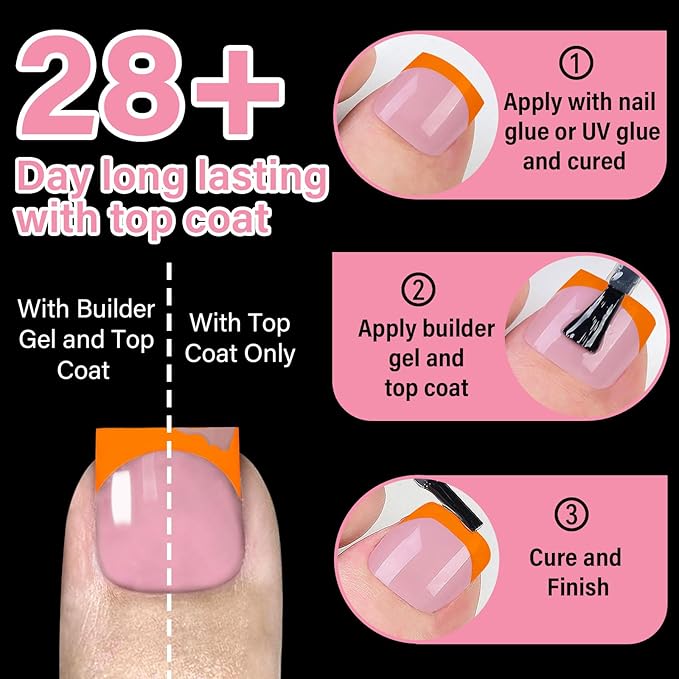 Press on Toenails for Women, EBANKU 150PCS Colorful Fake Toe Nail Sharp Square Pre-Designed Soft Gel False Toenail Extension with Nail Glue& Nail Remover, 15 Sizes