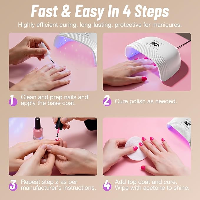 UV Nail Lamp, 2026 Upgrade UV Light for Gel Nails with New 30 Dual Beads, 4 Timer LED Light for Nails, Cure Nail Lamps for Gel Polish with LCD Display, Nail Dryer for Perfect Christmas Gifts