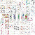 WOKOTO 44 Sheets Feather Nail Art Stickers - 3D Nail Decals with Flowers, Animals - Self-Adhesive Flower Nail Stickers for Women & Girls Acrylic Nails