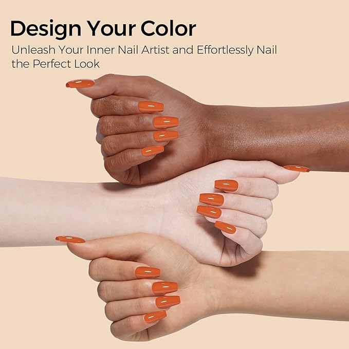 TOMICCA Gel Nail Polish, Dark Orange Gel Polish Autumn Winter, Long Lasting, High Gloss, Soak Off UV LED Nail Polish for DIY Home Salon Manicure Nail Art