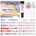 288 Pcs Mini Kid Press on Nails, EBANKU False Nails Kids Press on Nails Glue Full Cover Acrylic Nail Tip Kit for Children Little Girls