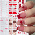 6 Sheets Valentines Day Nail Stickers Romantic Pink Red Heart Full Wrap Gel Nail Strips Self-Adhesive Red Lips French Tip Nail Polish Strips Cute Holiday Gel Nails Decals for Women Acrylic DIY