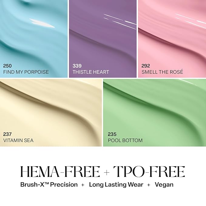 APRÉS Gel Couleur Combo Set, 5 Color Gel Nail Polish, HEMA-Free & TPO-Free, Bright Nude Pastel Colors with Brush-X Nail Art Brush (Pastel Daydream)