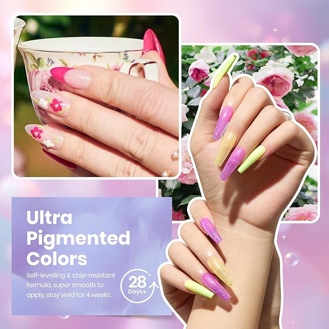 beetles Gel Nail Polish Set - 39Pcs Spring Gel Polish Pink Red Blue Purple Color Polish with Base Top Coat Soak off Uv LED Lamp Colorful Candies Manicure Kit Salon DIY Home Gifts for Women Girls