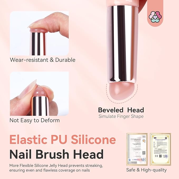SAVILAND Silicone Ombre Nail Brush: 2PCS Reusable Chrome Nail Powder Applicator Brush for Ombre Aura Nails Ombre Nail Brush Nails Art Gradient Painting Brushes for beginners