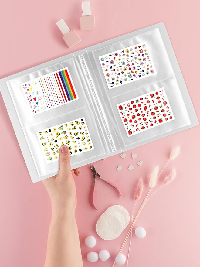 Kalolary 160 Slots Nail Art Sticker Storage and Organizer Book - Empty Display Album for Women Girls (2 Books)