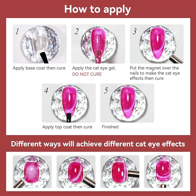 Red Cat Eye Gel Polish, Cateye Magnetic Nail Polish Glitter Holographic UV Gel Sparkle Crystal Jelly Color Bright Red for Nail Salon DIY at Home