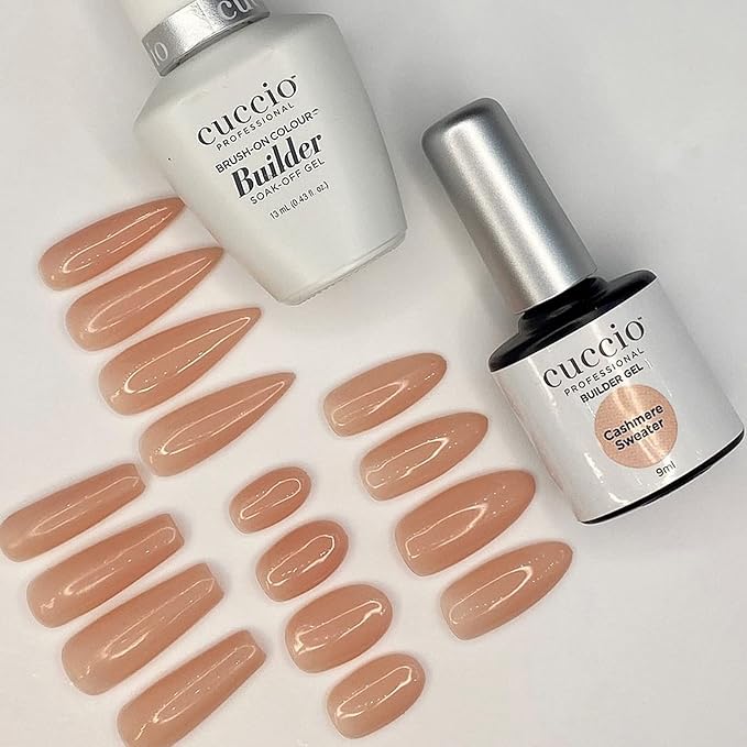 Cuccio Pro Brush-On Colour Builder Soak Off Gel - LED and UV Self-Leveling Lightweight Formula - Camouflages Re-Growth and Corrects Uneven Nail Beds - Base Coat - Cashmere Sweater - 0.43 oz