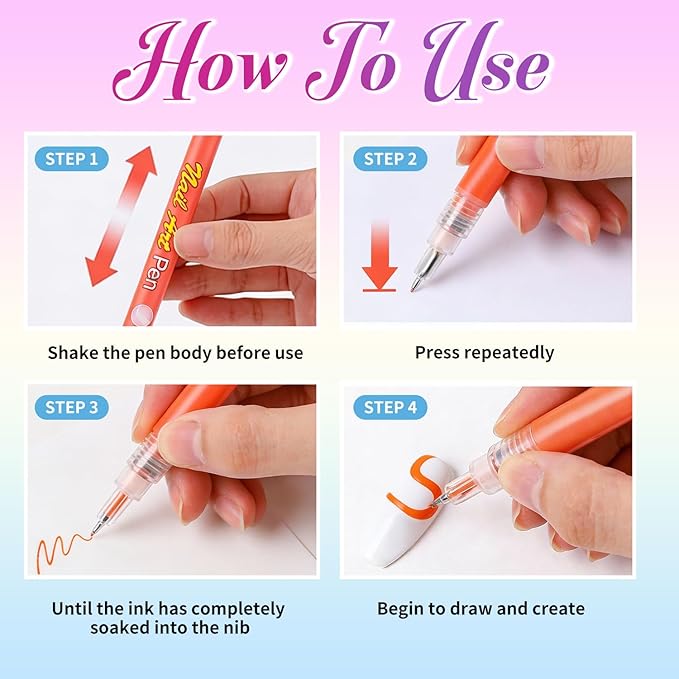 12 Color Nail Art Pens for Painting Nails, 0.5 MM Nail Polish Pens Set, Nail Pens for DIY Drawing Point Liner Acrylic Painted, Quick-drying & Waterproof, Nail Design Manicure Tools Kit