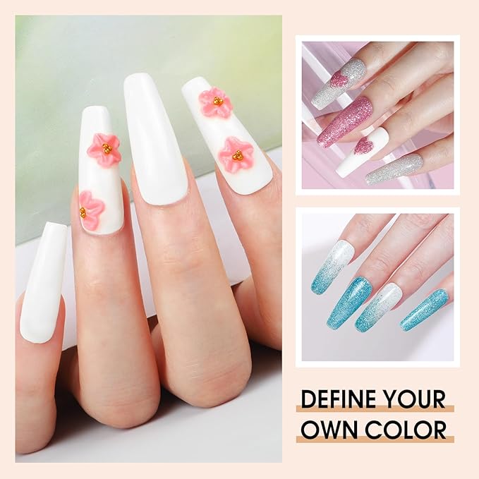 COSCELIA Acrylic Nail Kit with Everything, Professional Acrylic Powder Glitter Decoration Powder Extension Nails Art Kit Rhinestones Manicure
