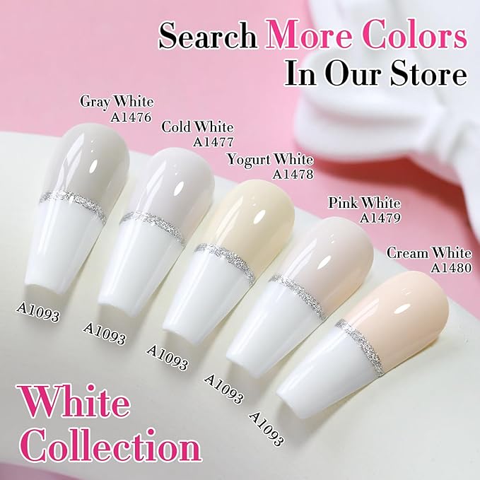 Double Rhythm 15ML Gel Polish Pure Sheer Same Color Same Bottle Soak Off Gel Polish Art Manicure Salon DIY at Home for Women (Beige White-A1478)