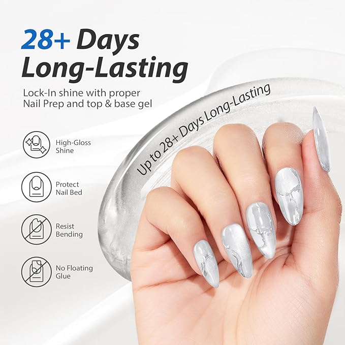 Makartt Glass Cat Eye Gel Nail Polish 15ml One N'Done Glitter Glassy Silver Gel Polish Cat Eyes Soak Off High-Gloss Glass Like Shine, Salon-Grade UV Nail Art Manicure DIY Salon Home - Studio Light