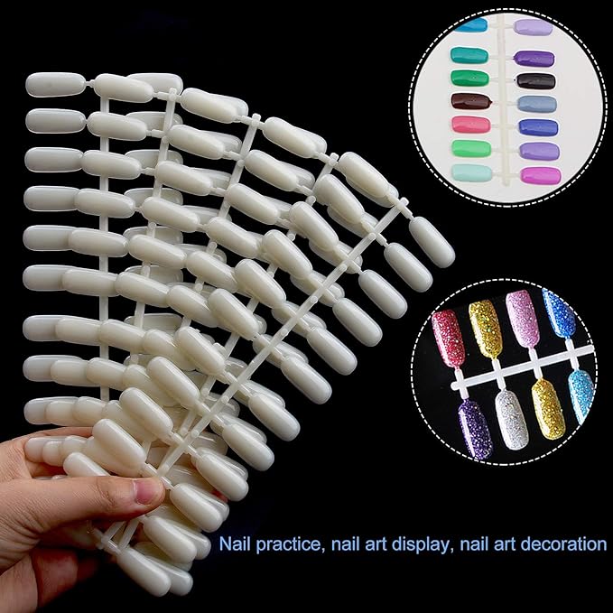 Noverlife 600PCS Flat False Nail Tips for Color Display Book, Fake Art Tips for UV Gel Polish Color Swatches Samples Organizing Tabletop Display Board Salon Practice