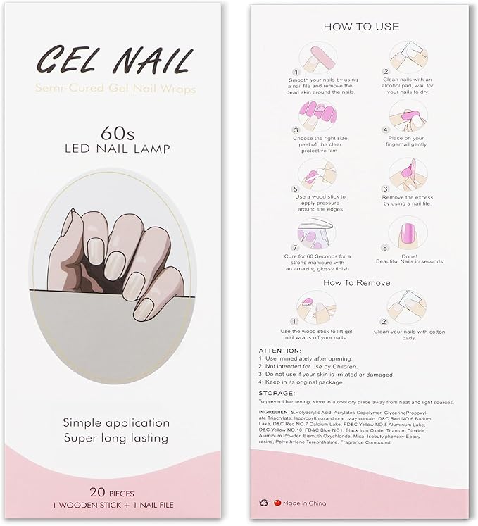 JMEOWIO Gel Nail Stickers Cat Eye Semi Cured Gel Nail Strips Wraps UV/LED Nails Art Design Decoration Accessories