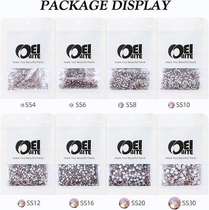 Gold Shadow Flatback Rhinestones, Glass Rhinestones for Nail Art and Craft, Glue Fix, Loose Crystal Gemstones(Gold Shadow, SS10, 1440pcs, 2.7-2.8mm)