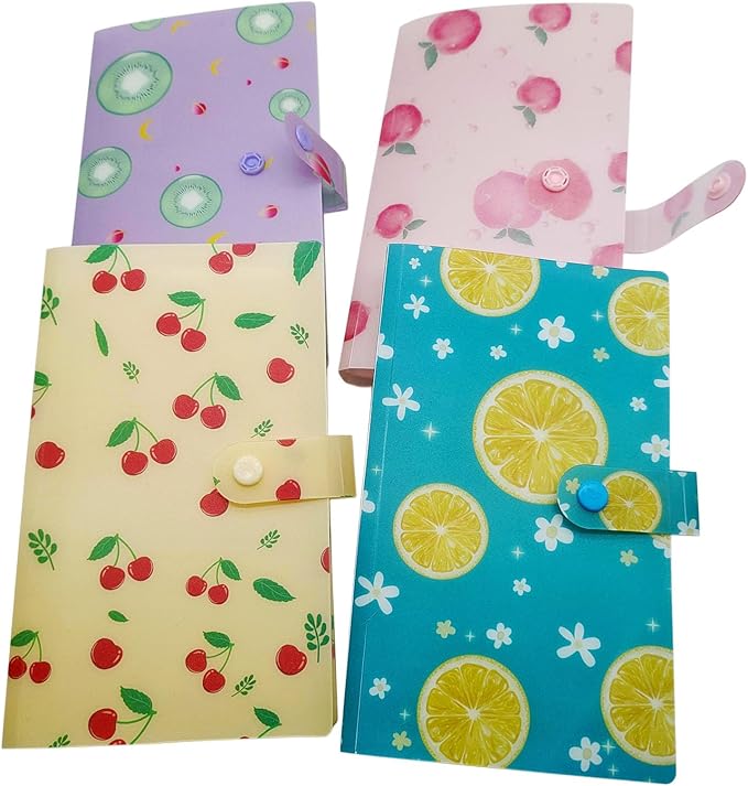 MIAO YUAN 4 PCS 120 slots (2.3×3.5") Nail Art Sticker Storage Books, Empty Collection Book for DIY Stickers, Nail Art Decal Display Set Transparent Collection Organizer - Fruit