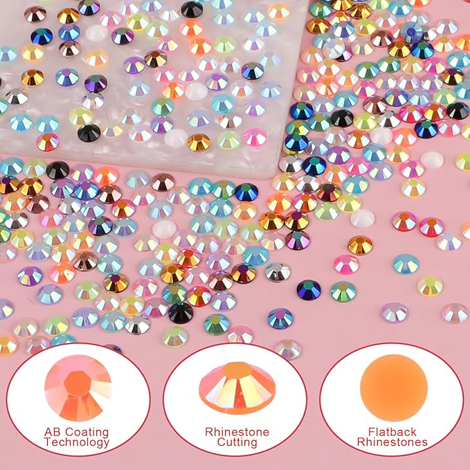 28 Colors Resin Jelly Rhinestones for Bedazzling, 5mm 8000Pcs Flatback Gems for Crafting, Bedazzling Kit with B7000 Glue for Clothing Shoes Nail Book Diamond Art