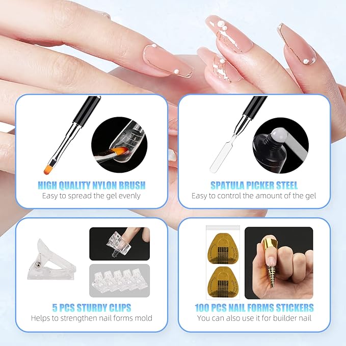 LIONVISON Poly Gel Nail Forms: 120Pcs Coffin Shape Nail Forms for Builder Gel Reusable - 12 Sizes Extension Acrylic Nail Molds Sets - False Nail Tips for Manicure Nail Art Design Salon DIY -StilettoB