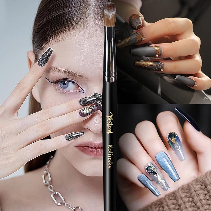 Yasterd Acrylic Nail Brush 100% Kolinsky Acrylic Brushes for Nails Size 22 Oval Crimped Shaped Nail Brushes for Acrylic Application Black Wood Handle Professional Nail Art Powder Brush Manicure Tool