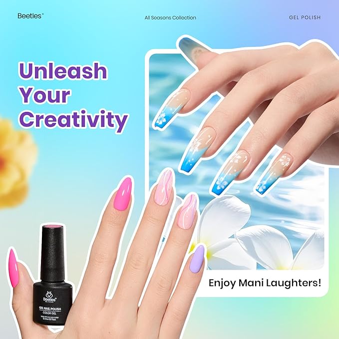 Beetles Spring Gel Nail Polish Set - Vibrarnt Holiday 55 Colors Gel Polish Kit with 5 Pcs Base Glossy Matte Top Coat UV LED Soak off Nail Polish Red Brown Pink Green Blue Easter Gifts for Women
