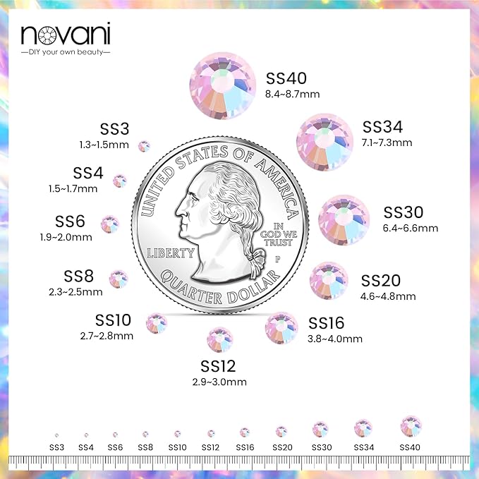 Novani Pink AB Rhinestones Glass Rhinestone for Crafts Flatback Crystals Gems and Rhinestones for Nails Art Makeup Face Clothes Shoes Decoration DIY(SS10,1440pcs,Pink AB)