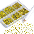 NCB Hotfix Iron on 8000pcs Crystal Rhinestones Round Gem for Crafts Decoration DIY Jewelry Making with a Picking Pen (Citrine, 6Sizes SS3-SS12)